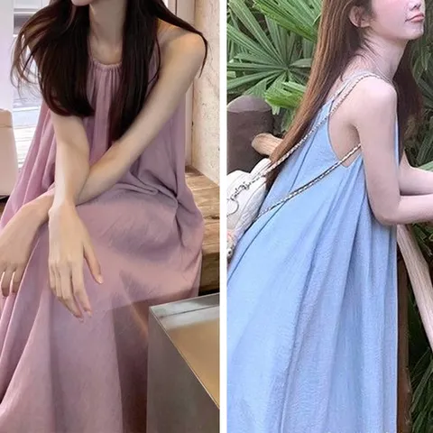 큐비온 끈나시 비치 휴양지 A라인 롱원피스