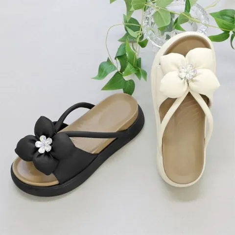 큐빅 통굽 꽃 슬리퍼 뮬 (4.5cm) 데이지