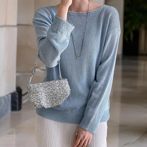 여자 시스루 여름 롱슬리브 여리여리 니트