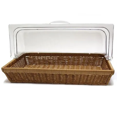 PP라탄 프레임직사각바구니 여닫이커버 대 과일바구니 음식바구니 부엌바구니 주방바구니 인테리어바구니