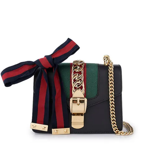 (명품) 구찌 블랙 실비 체인 미니 크로스백