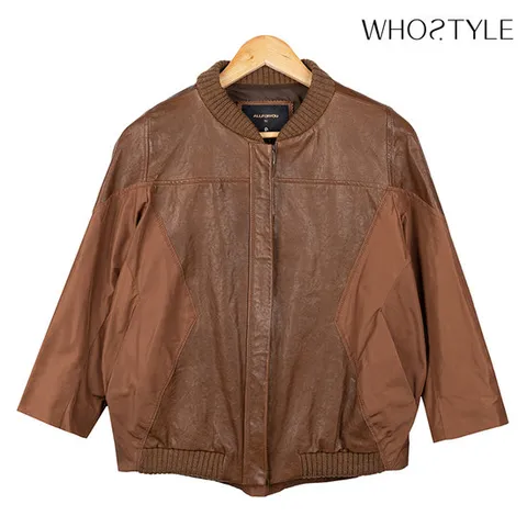 후스타일 여성 레더 항공 점퍼 자켓 브라운