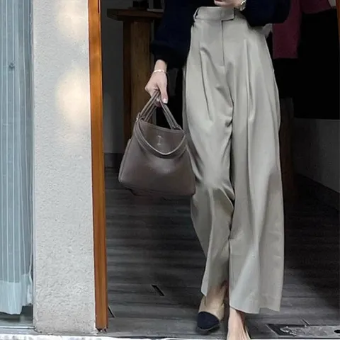 [아리엘스타일]클래식오피스룩 뉴트럴톤 핀턱팬츠 미브엔슬랙스