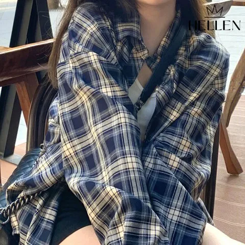 헬렌 여성 체크 남방 캐주얼 봄 가을 데일리 너드체크셔츠 G-110