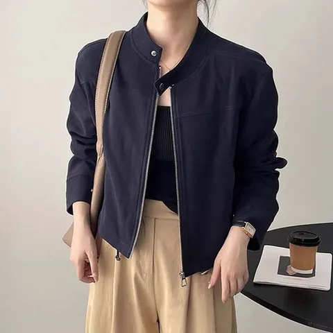 모던 노카라 여성 2컬러 밴딩 숏 재킷 LK-J043