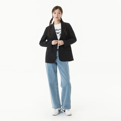 [ 롯데백화점 ]플라스틱아일랜드  (PR2WJ461) 오버핏 원버튼 자켓