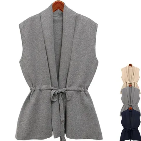 [하얀비] 간절기 니트 숄조끼/니트가디건/여성정장 롱베스트자켓