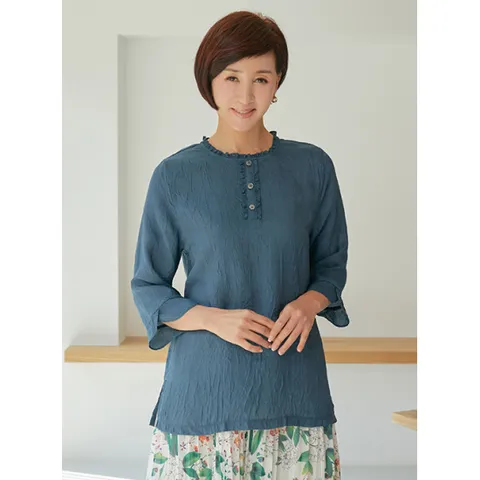 [바네사리찌] 풍기 인견 블라우스(청그린)