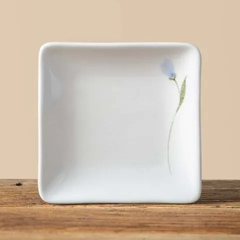 이천도자기 청꽃고백자 정사각형 앞접시 12.8cm