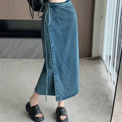 [아리엘스타일]빈티지 사이드슬릿 여름데님스타일링 리코랑데님스커트