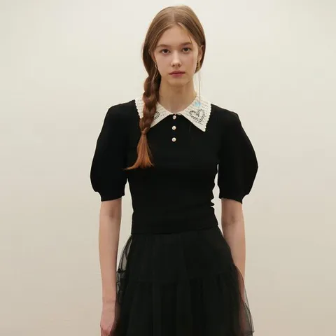 [SATIN] 하트 카라 포인트 니트 O252T907