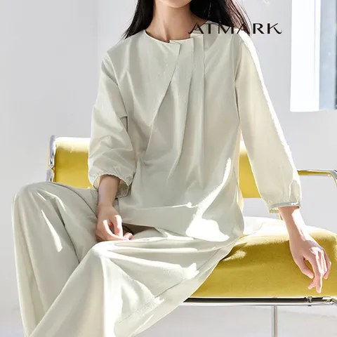 ATMARK 핀턱넥블라우스+팬츠SET_AA53SE002G