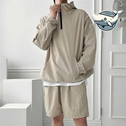 여름 남성 아노락 후드 트레이닝 세트 경량 남성트레이닝세트