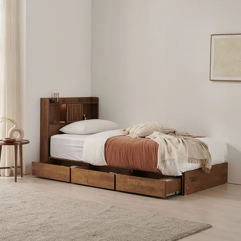 아리버 싱글침대 1인용 서랍 수납형 원룸 미니 작은 침대 프레임 LED 960