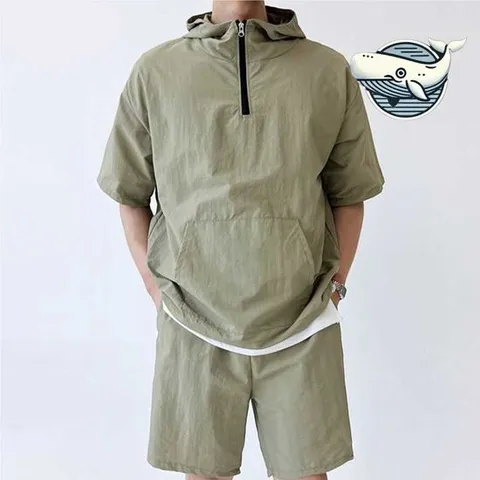 남성트레이닝세트 편안한 남성 후드 상하의 여름 베이직 반팔