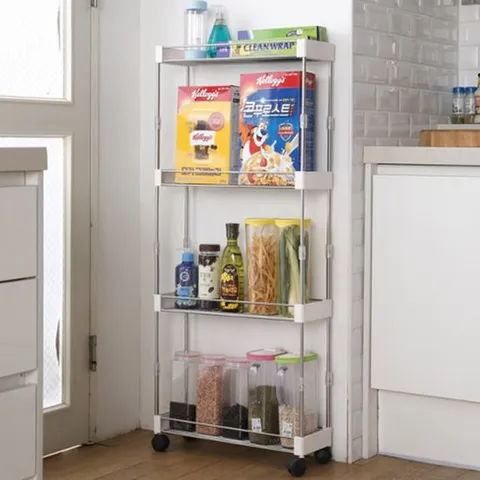 펜트리 공간활용 높이조절 틈새 선반 수납장 4단 수납선반 싱크대선반 조립식선반 미니선반 주방정리대 정