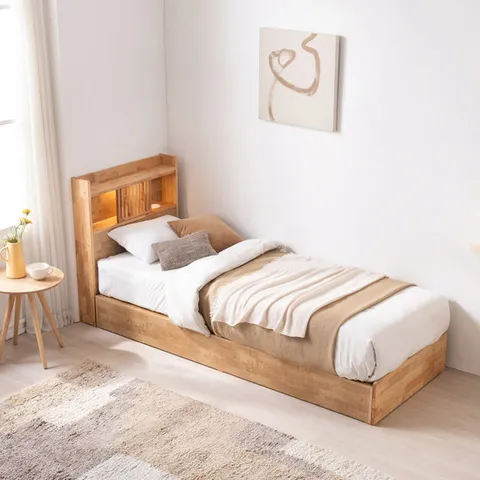 델라 미니 싱글 원룸 1인용 수납형 침대 프레임 800(매트제외-내추럴)