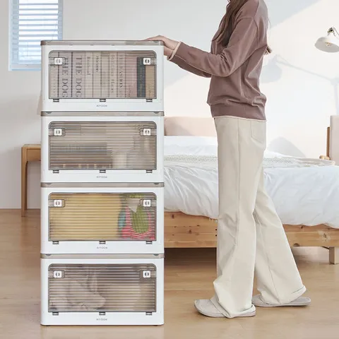 특대형 접이식 폴딩박스 리빙박스  투평 펜트리 수납함 옷 정리함 40L