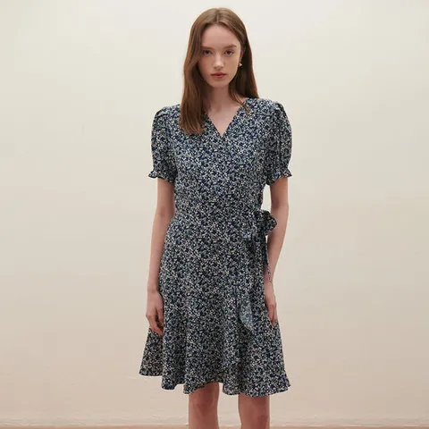 [SATIN] 플라워 랩 원피스 O252T624