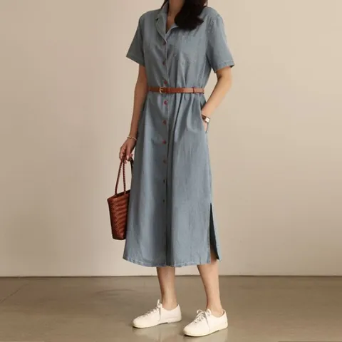 [써니11] roren 카라 데님원피스