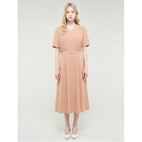 [레코브](레코브) 브이넥 버튼 반팔 원피스(LC61C7OP532X)