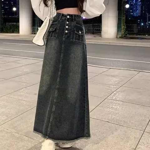 [아리엘스타일]빈티지스트릿 시티걸룩 꾸안꾸패션 캐스린데님스커트