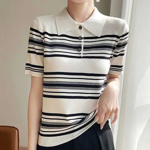 나바바 / NK2947 데일리 단가라 카라 반파 니트티