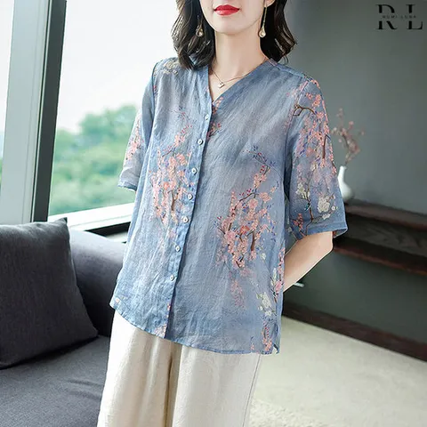 [루미루나]린넨벚꽃롱셔츠