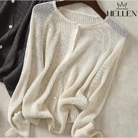[헬렌] 심플 데일리 그물 가디건 네코썸가디건 R-467