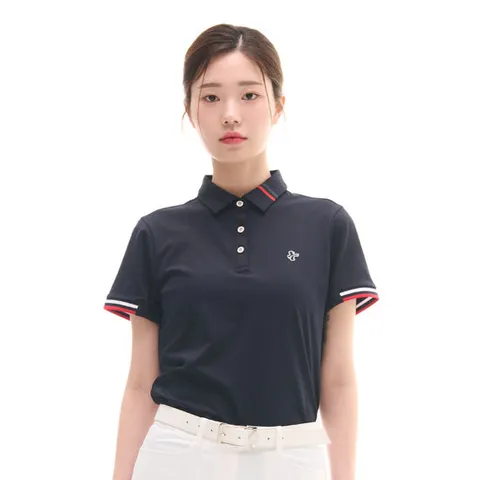 루이까스텔 여성 아이루카 배색포인트 카라 반팔 티셔츠