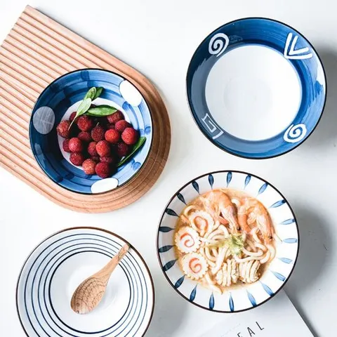 일본 라면 우동 덮밥 돈부리 유기 면기 그릇 도자기 일본식기 일본면기 수입그릇 덮밥그릇 냉면기세트 국수