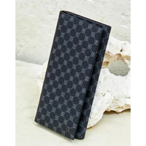 [ 롯데백화점 ][닥스ACC] 블랙 가죽 로고 DD 패턴 장지갑 [LOUIS PVC][루이스 PVC] DBWA5E121