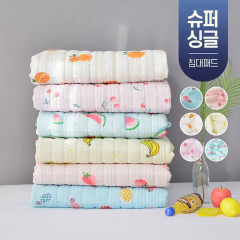 시원한 여름 과일 냉감 쿨 시어서커 침대 매트리스 패드 슈퍼 싱글 SS