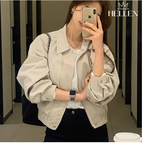 헬렌 여성 봄 점퍼 캐주얼 카라 블루종 버드카라블루종 B-173