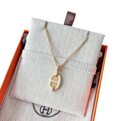 (명품) 에르메스 미니 메일론 샹달 목걸이 크림 골드