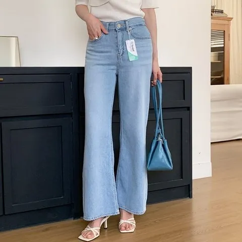 여성 난스판 텐셀 와이드 부츠컷 데님팬츠 청바지
