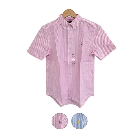 [폴로 랄프로렌] 여성 시어서커 스트라이프 반팔 셔츠 323865274