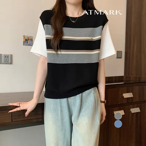 ATMARK 배색레이어링라운드니트_AA53KN014G