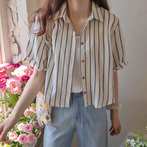 [리린][LABEL] 킨스트라이프 쿨링썸머 촉촉바스락 블라우스