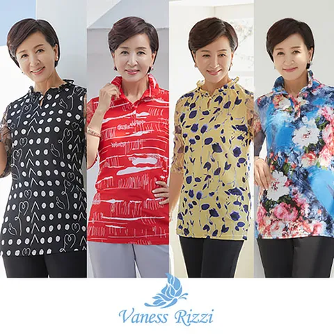 엄마옷 꽃보라 블라우스 4종 여름 반팔 플라워 프린트 중년여성 마담 60대 50대 40대 선물