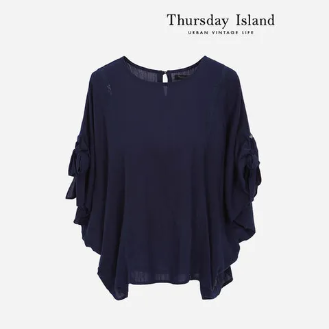 [Thursday Island] 리본 슬리브 블라우스(T234MBL634W)