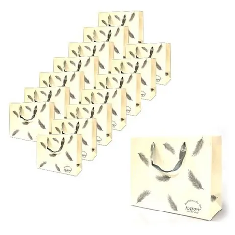 ABM 그레이 깃털 쇼핑백 대 15개(30.5x11.5x25cm) 깃털종이쇼핑백 선물포장케이스 선물포장 쇼핑백 종이가