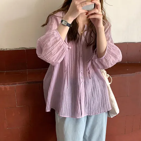 [아리엘스타일]봄코디 컬러감예쁜 벌룬소매 시네아블라우스