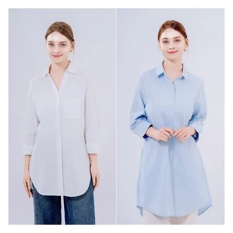 [후스타일][보노보] 여성 루즈핏 린넨 롱 셔츠