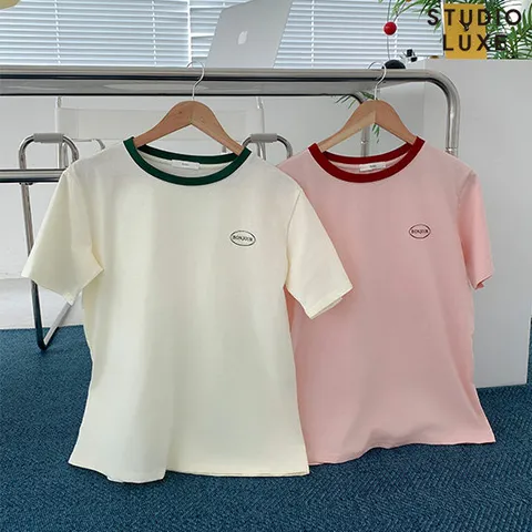 네크라인 배색 티셔츠 1종