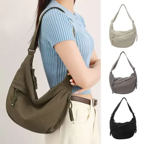 우루드 유럽 일본 여행 가벼운 나일론 숄더 크로스백 반달 가방 해외