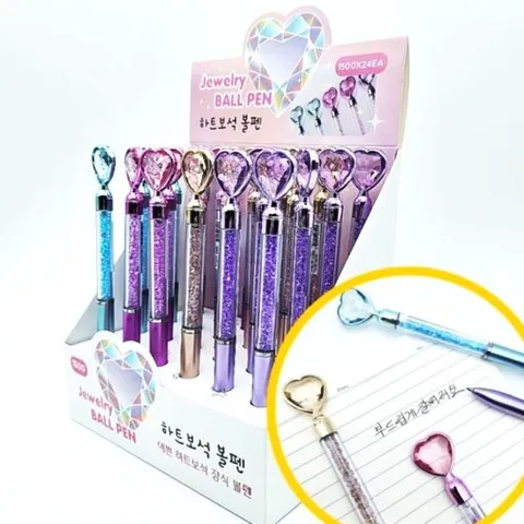 선물용 볼펜 24개 묶음 세트 예쁜 단체 선물 펜 미니볼펜캐릭터 미니볼펜 캐릭터 볼펜 학습지 하트 보석 피