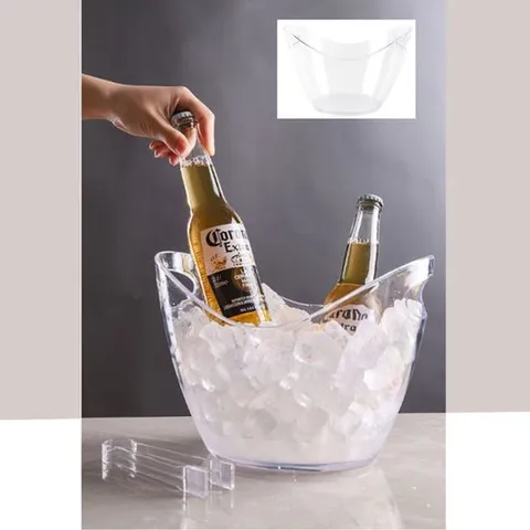 와인칠러 캠핑 투명 아이스버킷 8L 맥주 샴페인 보냉 쿨러버켓 양주얼음통 아이스바스켓 아이스버킷 와인쿨