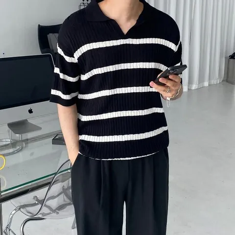 남자꽈배기반팔니트 오버핏반팔니트