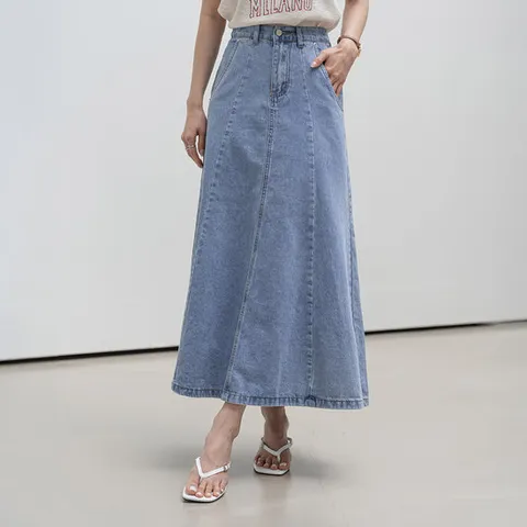 [모노앳디] 헤로 뒤밴딩 A 데님 스커트